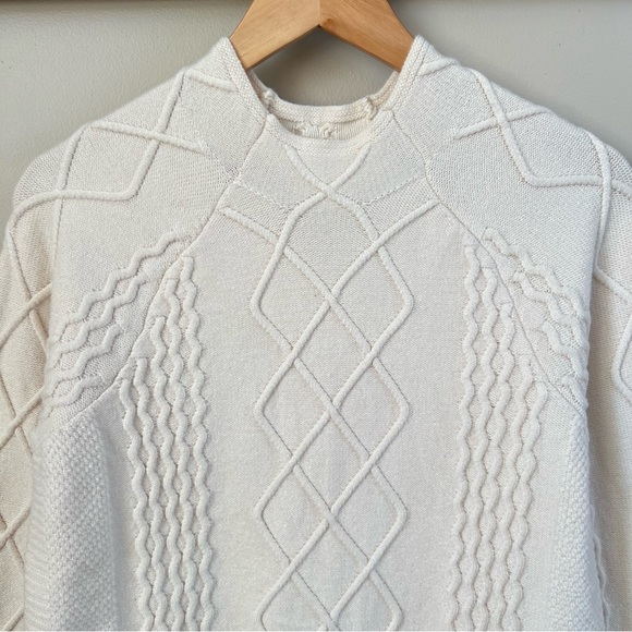 Cyrus Cream Cable Knit High Neck Pullover Nordic Sweater SZ M - Picture 2 of 13